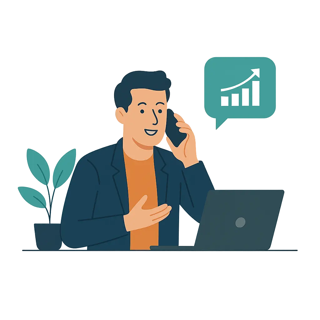 a man calling with laptop