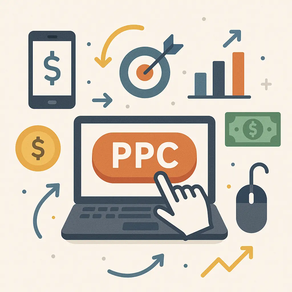 a hand clicking on ppc in monitor,ppc tools